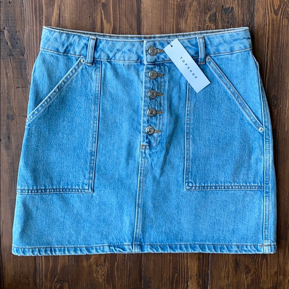 NWT TOPSHOP Five Button Pocketed Denim Mini Skirt